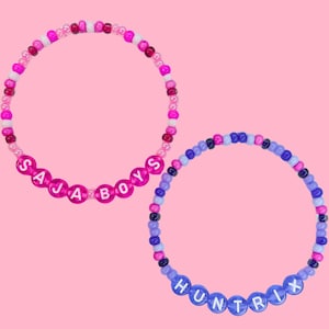 Saja Boys, Huntrix Bracelet Set, K Pop Demon Hunters Inspired Stack, Idol Group Fan Merch, Pink Altcore Aesthetic Jewelry