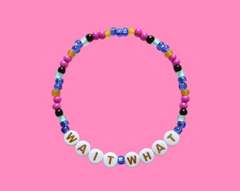 Wait, What? Beaded Word Bracelet, Funny Quote Jewellery, Gift for Sister