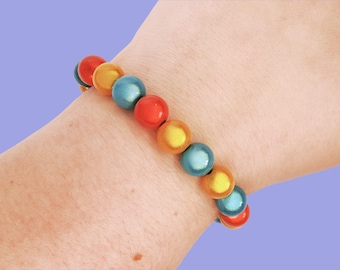 Pulseira Miracle Bead, inspirada nas bolas dos estúdios de animação, cores primárias retrô, joias de parque temático