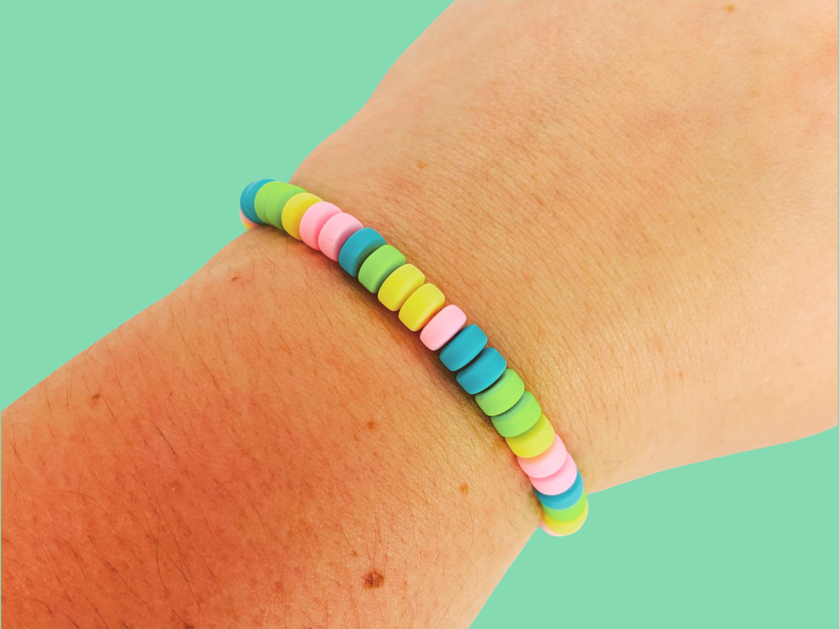 90s Fake Candy Bracelet Necklace Inspired, Vibrant Polymer Clay