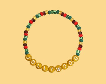 Jollywood Nights Christmas Bracelet, Beaded Holiday Jewelry, Park Day Stack, Disneybound Fashion