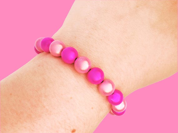 Pink Miracle Bubble Bead Bracelet: Reflective Pastel Princesscore Kandi Jewelry