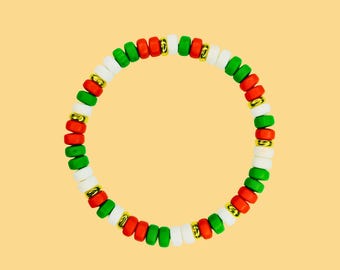 Fake Christmas Candy Bracelet, Polymer Clay Beads, Retro 80s & 90s Kawaii Jewelry Gift