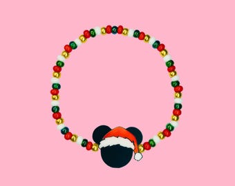 Mickey Christmas Bracelet, 3D Printed Charm, Disneybound Jewelry