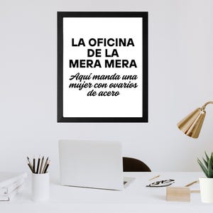 La Oficina de la Mera Mera Printable Sign – Mujer con Ovarios de Acero, Latina Boss Lady Office Decor, Digital Print
