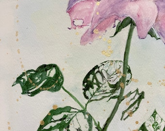 Giclée print,Impressionist,Art,Watercolor,Floral art,Rose
