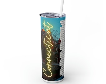 MY CONNECTICUT! Skinny Tumbler with Straw, 20oz