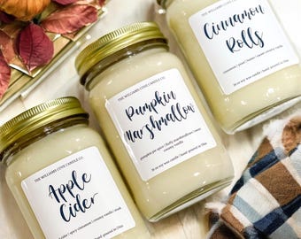 Fall Candle / Pure Soy / Autumn Candle / Fall Decor / Container Candle/ Mason Jar Candle/ 16 oz. Candle/ 9 oz. Candle/ Hand Poured/ Dye Free