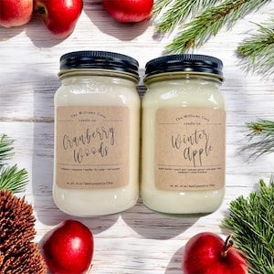 Winter Candle/ Christmas Candle/ Soy Candle/ Choose Your Scent/ 16 oz / 9 oz / Half Pint Mason Jar Candle/ Gift Candle/ Cozy Candle