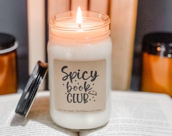 Spicy Book Club Candle: Hand-Poured Soy Wax, Literary Gift