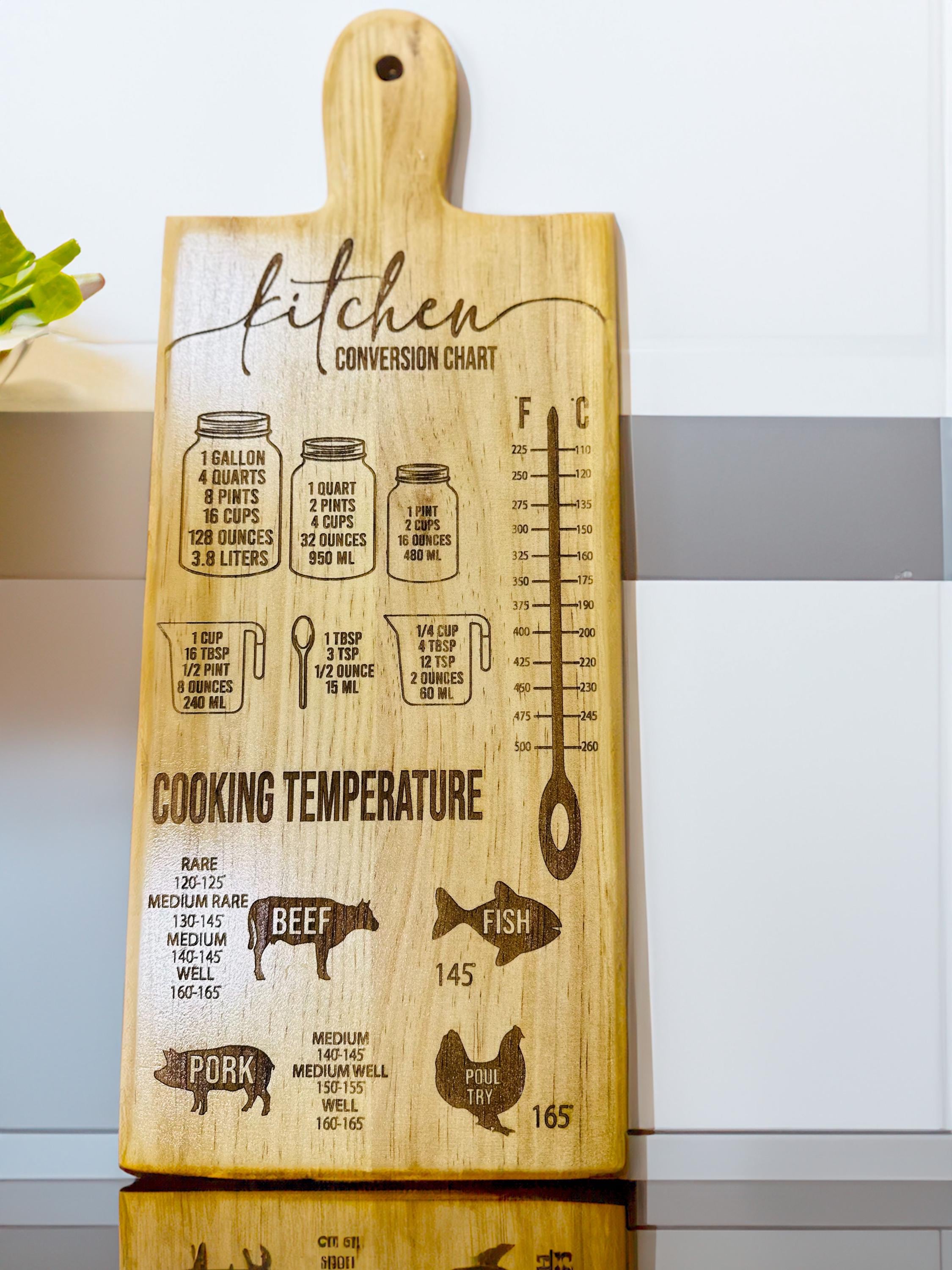 Cooking Conversion Board Kitchen Conversion Chart: Wood Cutting Board - Etsy