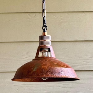Unique Rusty Light Industrial Rust Metal Pendant Light: Rustic Steampunk Lampshade - Etsy