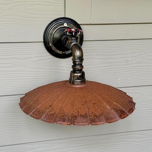 Industrial decor.Rust metal.Pendant lights.Metal lampshade.Outdoor/indoor barn wall sconce.Custom design.Wall sconce light.Industrial lights