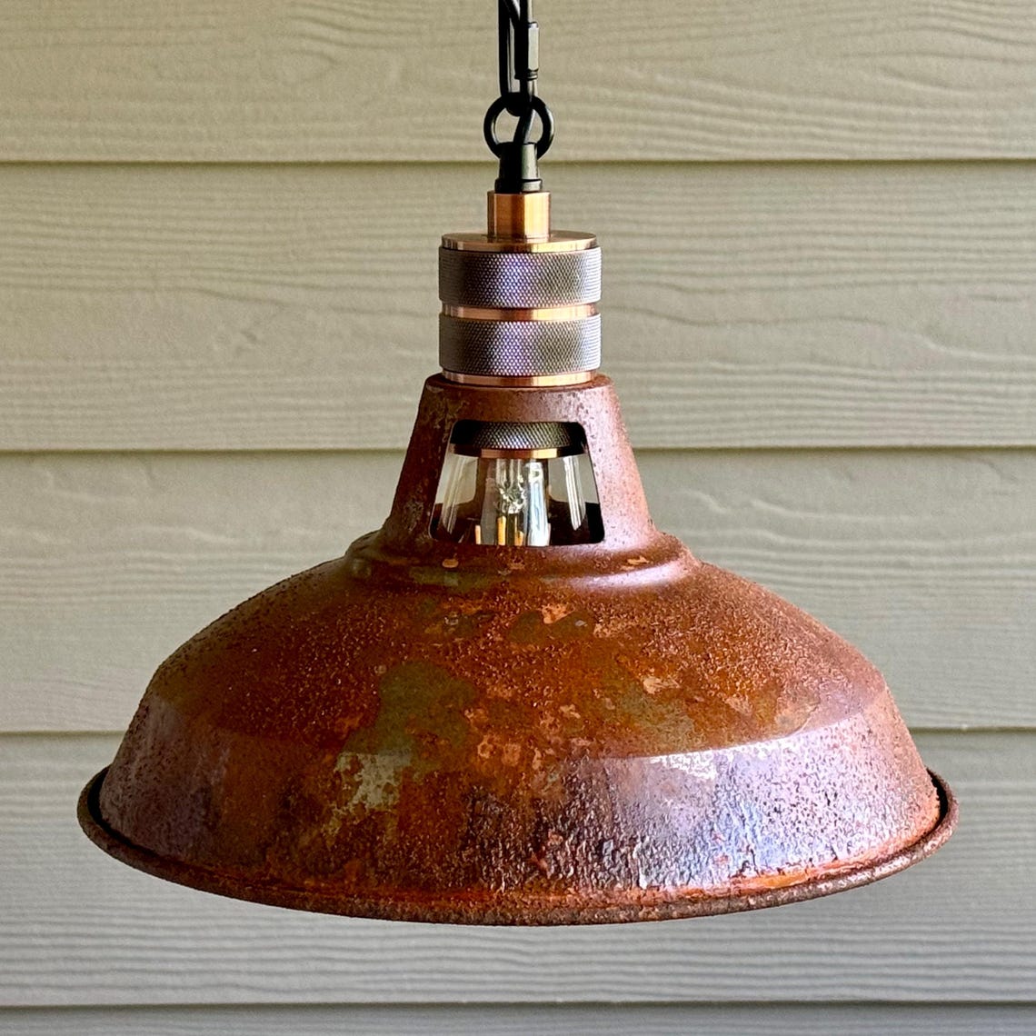 Industrial Rust Metal Pendant Light: Rustic Steampunk Lampshade - Etsy