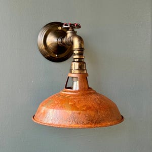 Industrial decor.Rust metal.Pendant lights.Metal lampshade.Outdoor/indoor barn wall sconce.Custom design.Wall sconce light.Industrial lights