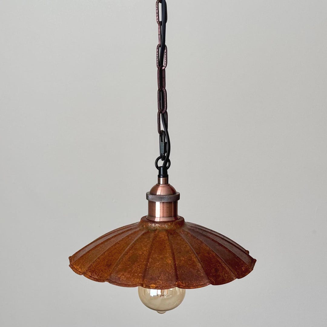 Industrial Rust Metal Pendant Light: Rustic Steampunk Lampshade - Etsy