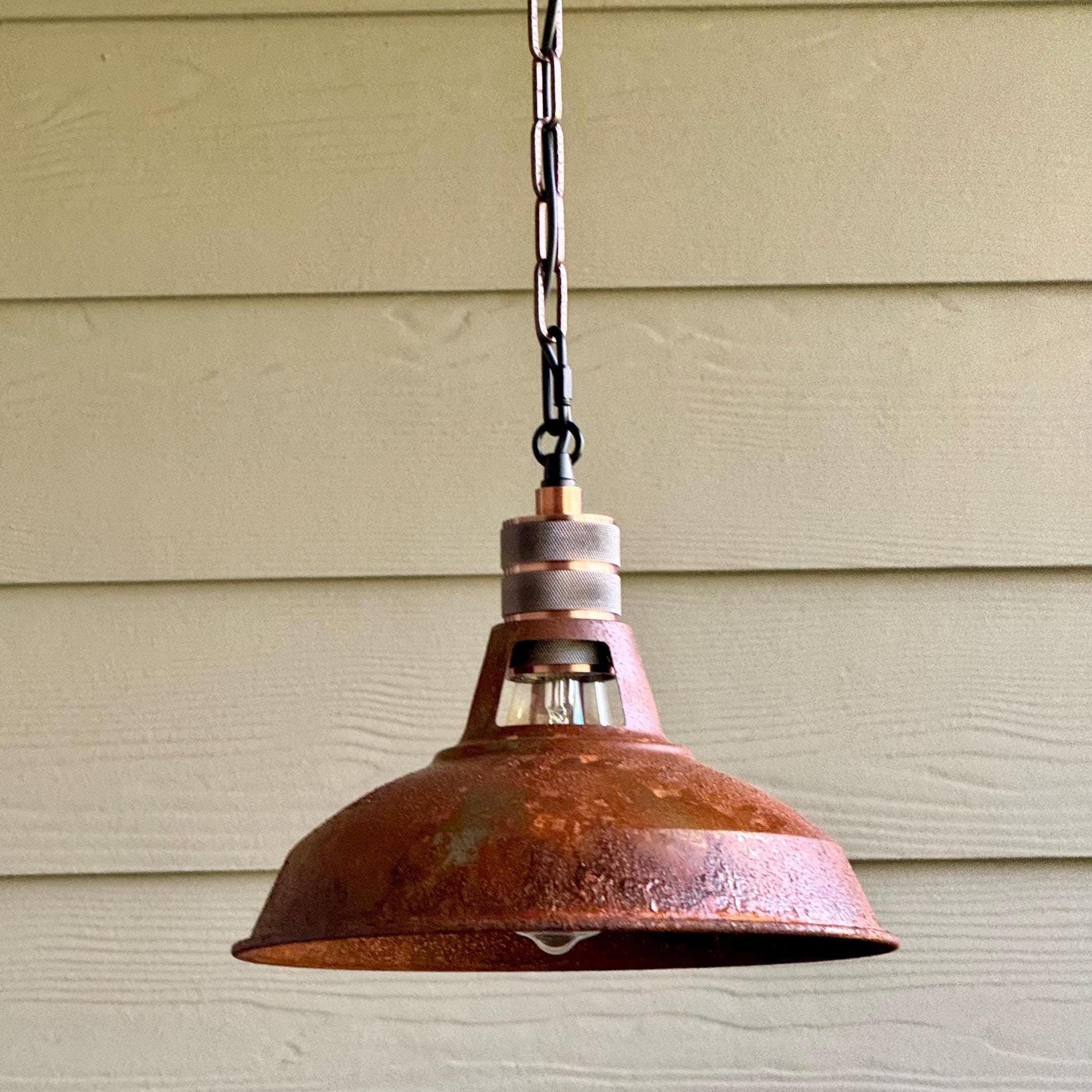 Curated visual reference: Gallery Detail: Industrial Rust Metal Pendant Light Rustic Steampunk Lampshade