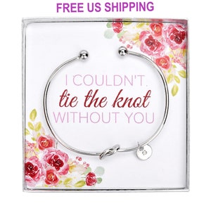 Tie the Knot Bracelet for Bridal Party, Gift for Bridesmaid Proposal, I can't tie the knot without you, Maid of Honor Gift Box, Bridesmaid