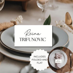 Naamkaartsjabloon, Boho Wedding Place Card-sjabloon, afdrukbare naamkaartjes, moderne minimalistische plaatskaartsjabloon, Instant Download