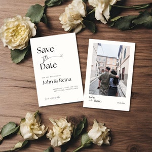Double-Sided MODERN Photo Save the Date Template, Downloadable, Printable Save the Date, Editable, Instant Download, DIY, Wedding Invitation