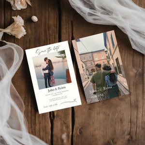 Double-Sided MODERN Photo Save the Date Template, Downloadable, Printable Save the Date, Editable, Instant Download, DIY, Wedding Invitation