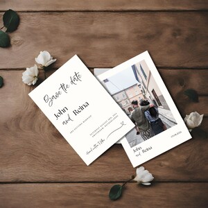 Double-Sided MODERN Photo Save the Date Template, Downloadable, Printable Save the Date, Editable, Instant Download, DIY, Wedding Invitation