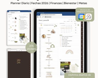 Agenda Digital 2026 Chocolate | Incluye 375 Stickers y 1 Tipografía