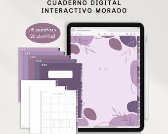 Cuaderno de Notas Digital Interactivo Morado para iPad