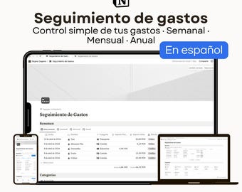 Seguimiento de Gastos - Plantilla de Notion | Expense Tracker en Español | Control de Finanzas Personales