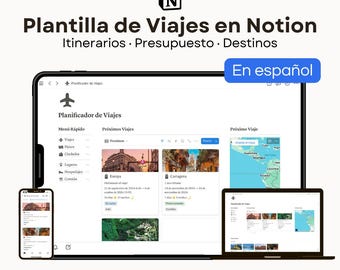 Plantilla de Viajes en Notion | Organiza Itinerarios, Presupuesto y Destinos