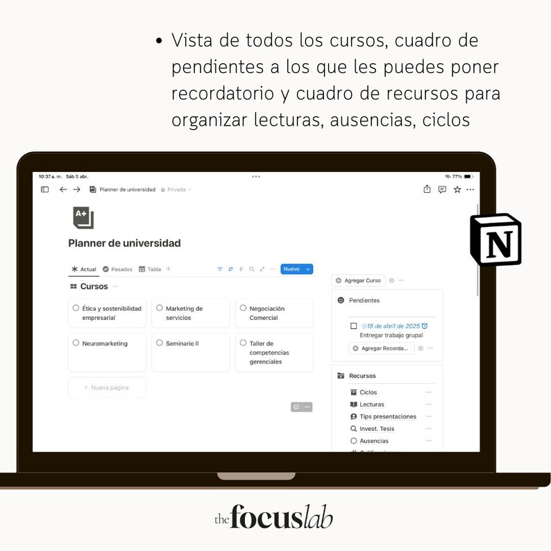 University and Thesis | Notion Template | Academic Planner for Students | Organizing Assignments, Classes, Exams, and Submissions image 3