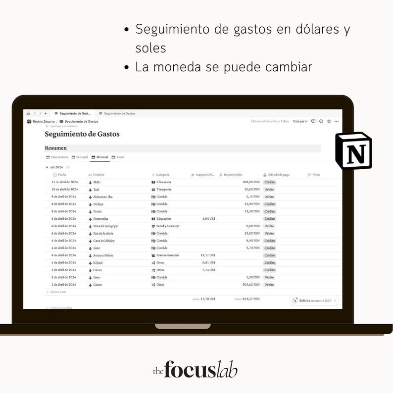 Seguimiento de Gastos - Plantilla de Notion | Expense Tracker en ...
