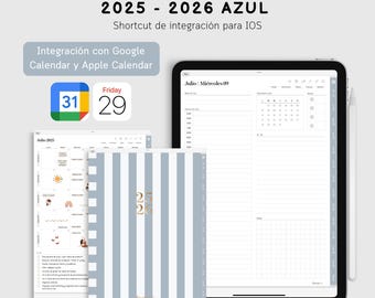 Agenda Digital Azul 2025 - 2026 para iPad - Productividad y Creatividad + Integración Google y Apple Calendar