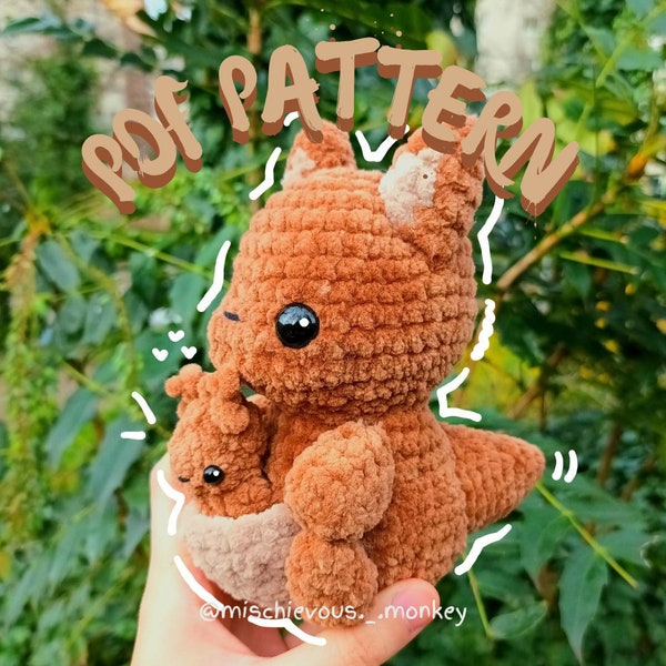 Kangaroo amigurumi pattern mother's day crochet pattern cute kangaroo crochet animal mom gift idea amigurumi pattern kangaroo birth gift