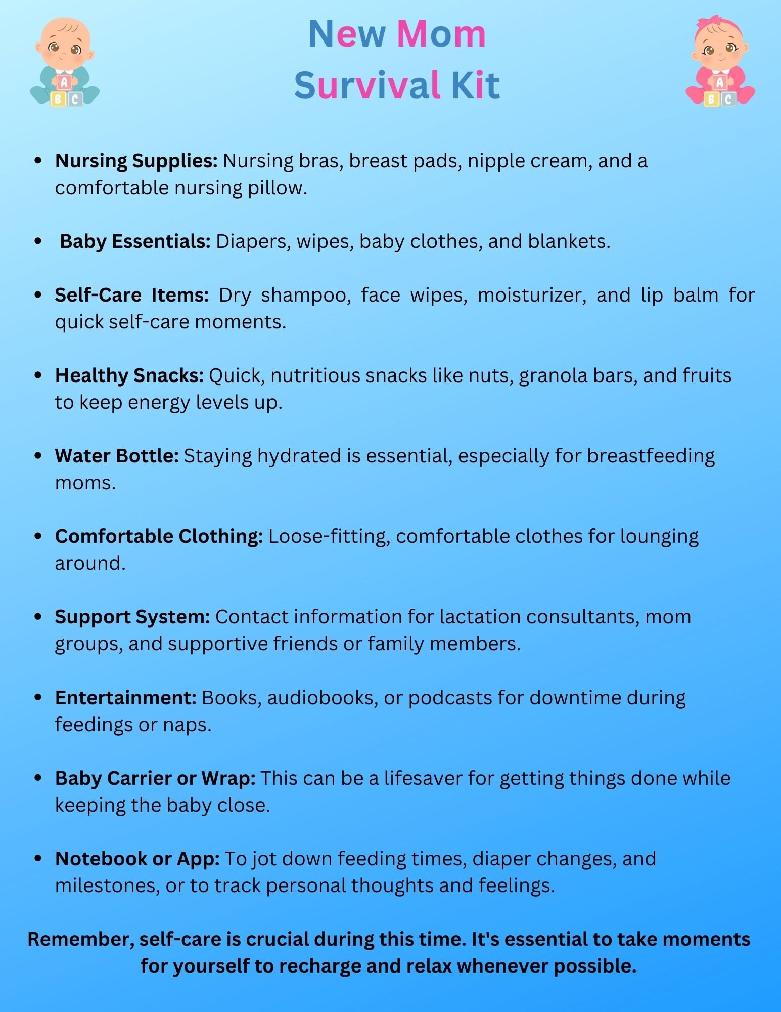 New Mom Survival Kit- the Basics - Etsy