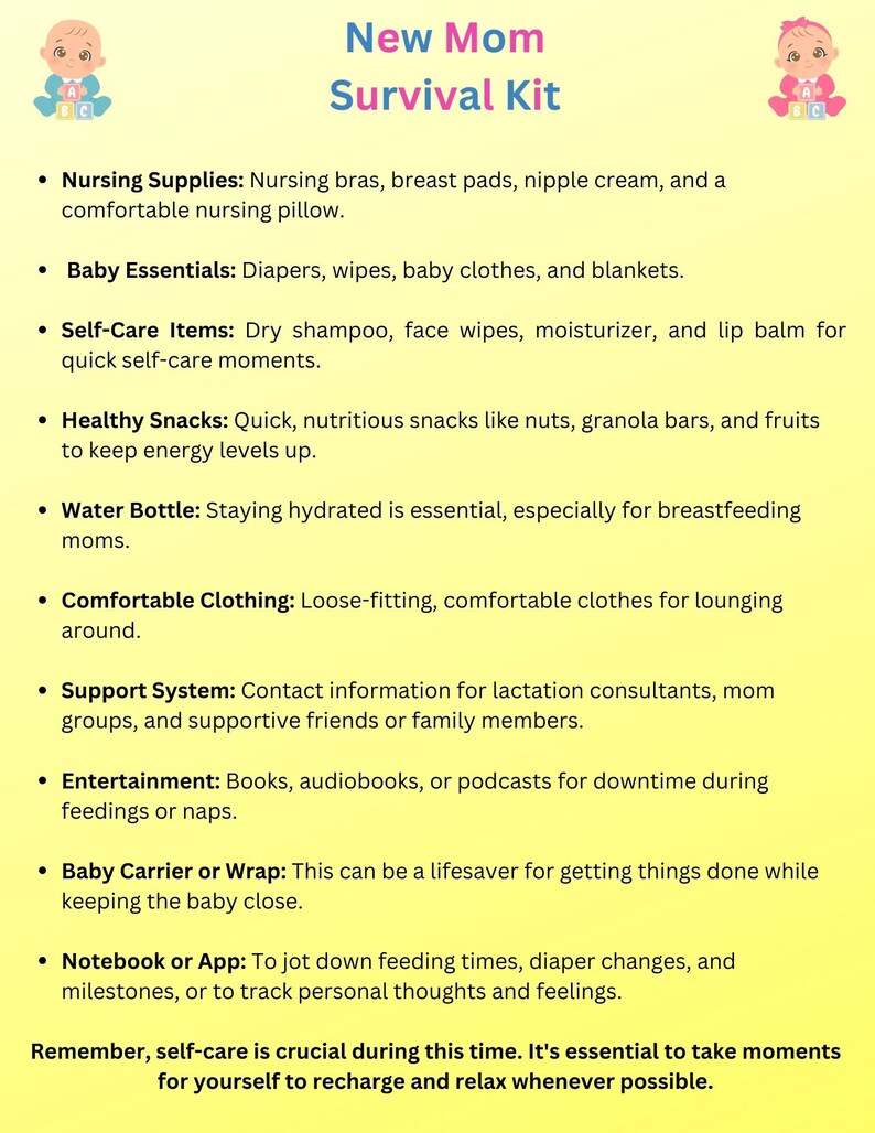 New Mom Survival Kit- the Basics - Etsy