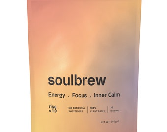 SoulBrew Rise - Mushroom Coffee Alternative - Lion's Mane, Cordyceps, Chaga, Maca, Ashwagandha & Cacao – Gut Friendly Nootropic Superfood