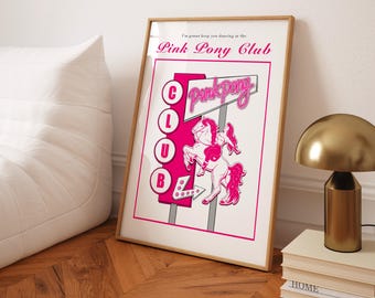 Lámina artística de Pink Pony Club, letra de Chappell Roan, decoración pop queer