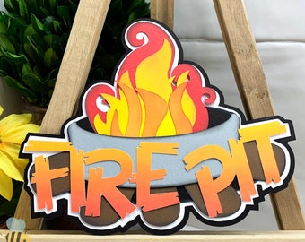 Camping Scrapbook Title Embellishment Die Cut for Layouts | Family BBQ Fire Pit Scrapbooking, Cardmaking Paper Piecing, Premade Titles