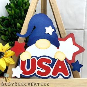 4 juillet, embellissements découpés à l'emporte-pièce pour le titre Gnome des États-Unis pour les mises en page estivales | Rassemblement de papier pour scrapbooking et fabrication de cartes, titres préfabriqués