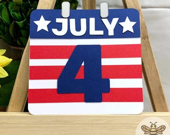 Fourth of July USA Calendar Title Die Cut Embellishment for Summer Layouts | Scrapbooking and Cardmaking Paper Piecing, Premade Titles