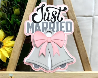 Just Married Scrapbook Title Embellishment, Die Cut for Layouts, Wedding Scrapbooking, Cardmaking Paper Piecing, Premade Titles