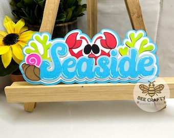 Summer Seaside scrapbook die cut title embellishment for layouts | family beach scrapbooking, cardmaking paper piecing, premade titles