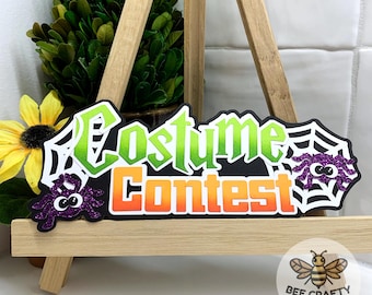 Halloween Costume Contest Scrapbook Title Embellishment Die Cut for Layouts | Autumn, Fall, Halloween Scrapbooking Paper Piecing