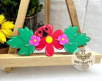 Ladybug Floral Cluster Embellishment Die Cut for Layouts | Summer Scrapbook Scrapbooking, Cardmaking, Paper Piecing, Premade Titles
