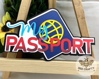 Travel Passport Scrapbook Title Die Cut: Paper Piecing Embellishment