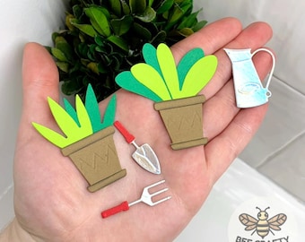 Potted Plants Scrapbook Embellishment Pack Kit| Spring Gardening Title and Die Cuts for Crafts