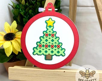 Christmas Cross Stitch Scrapbook Die Cut Embellishment for Layouts | and Cardmaking Paper Piecing