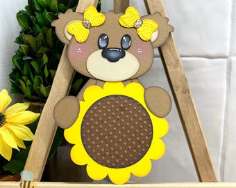 Fall Sunflower Scrapbook Embellishment Die Cut for Layouts | Autumn Scrapbooking, Cardmaking Paper Piecing, Premade Titles, Bear