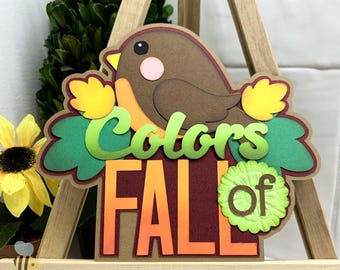 Colors of Fall Scrapbook Die Cut Title Embellishment for Layouts, Fall, Scrapbooking, Cardmaking Paper Piecing, Junk Journal Harvest